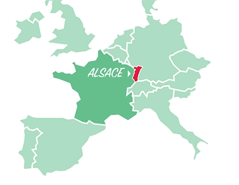 Situation of Alsace in Europe