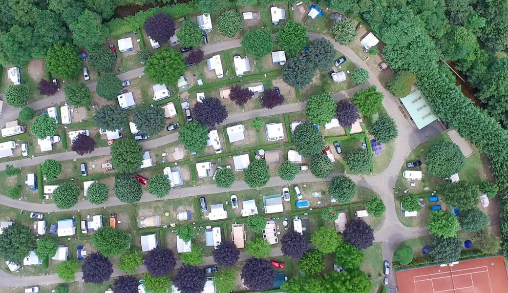 Aerial view of Kaysersberg campsite in Alsace