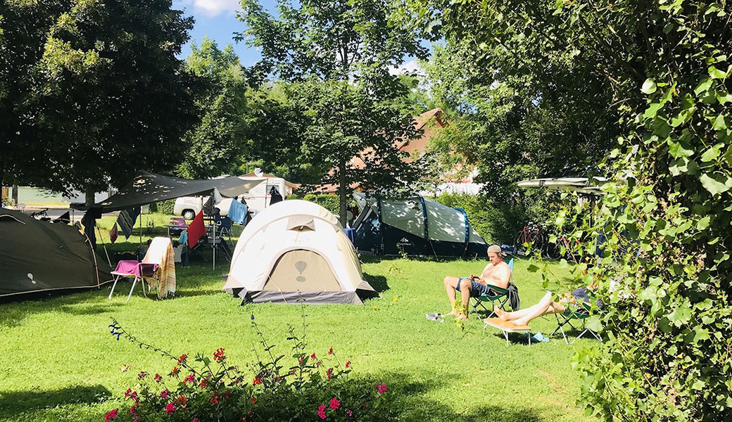 Emplacement pour tente du  camping en Alsace de la Doller