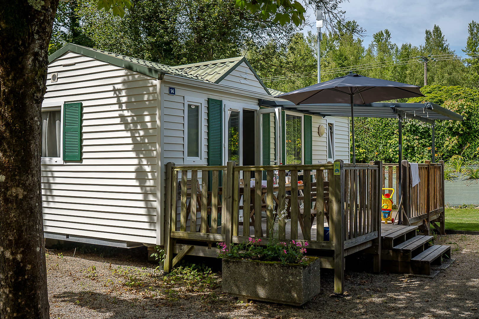 De stacaravans van camping Doller in de Elzas