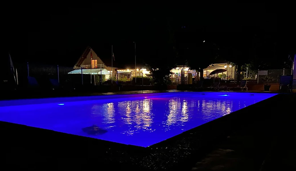 The swimming pool of the Doller campsite in Alsace