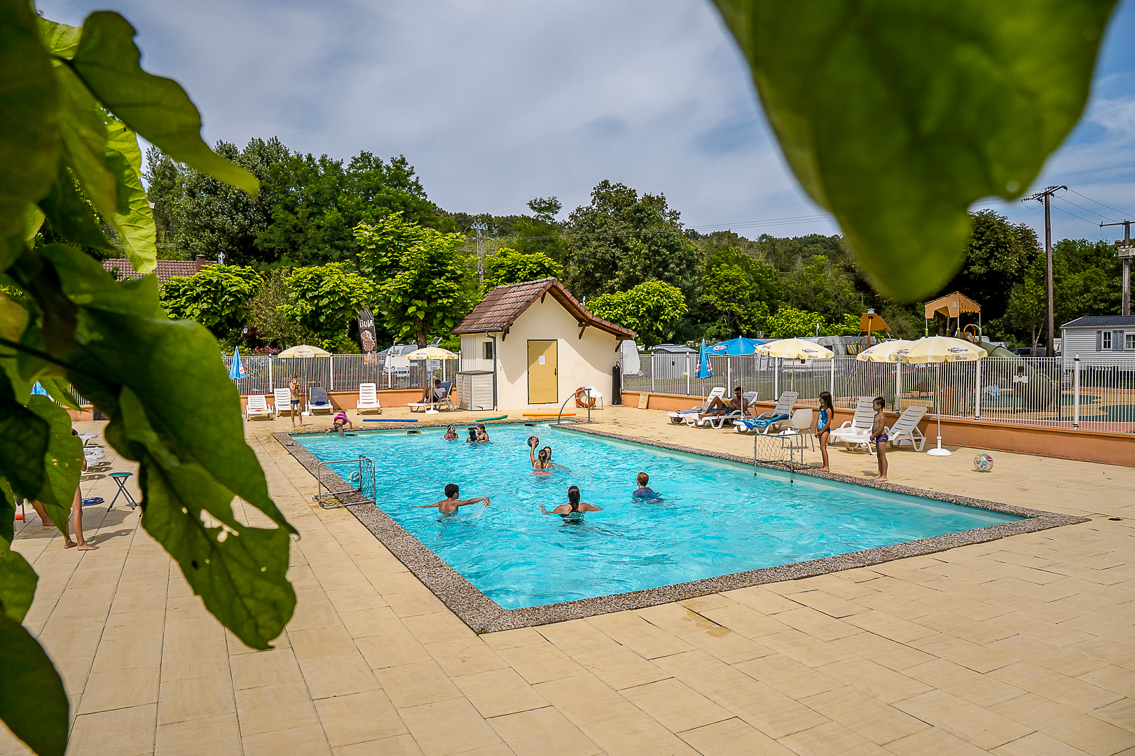 The swimming pool of the Doller campsite in Alsace