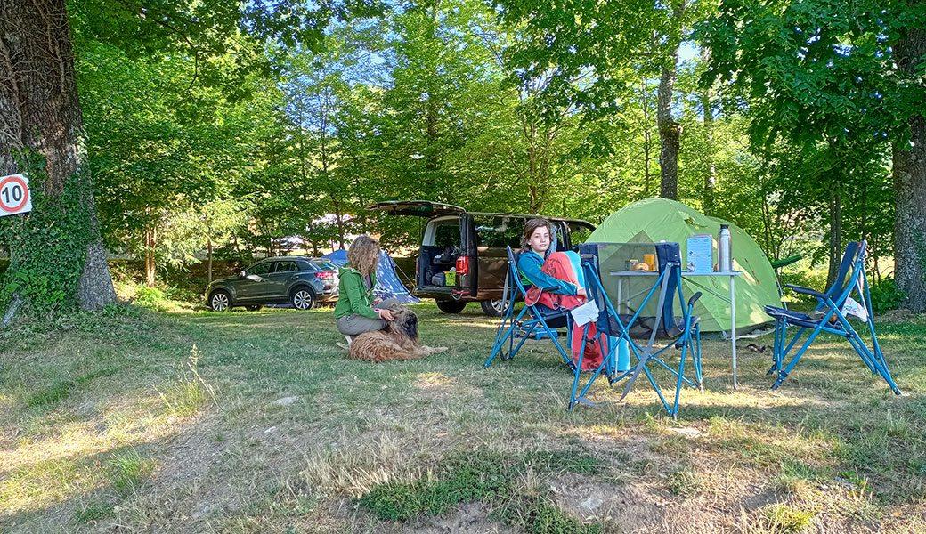 Tent pitches of the nature campsite in Alsace Lefébure in Orbey