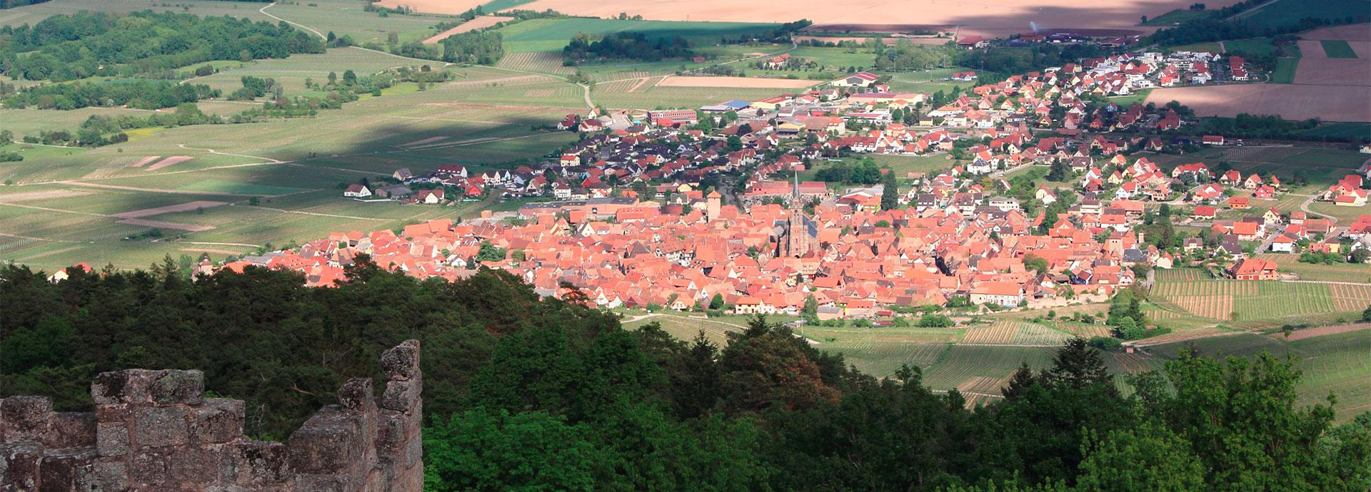 Aerial view of the village of Saint-Pierre