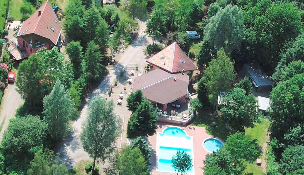 Aerial view of u camping les reflets du Val d'Argent in Alsace