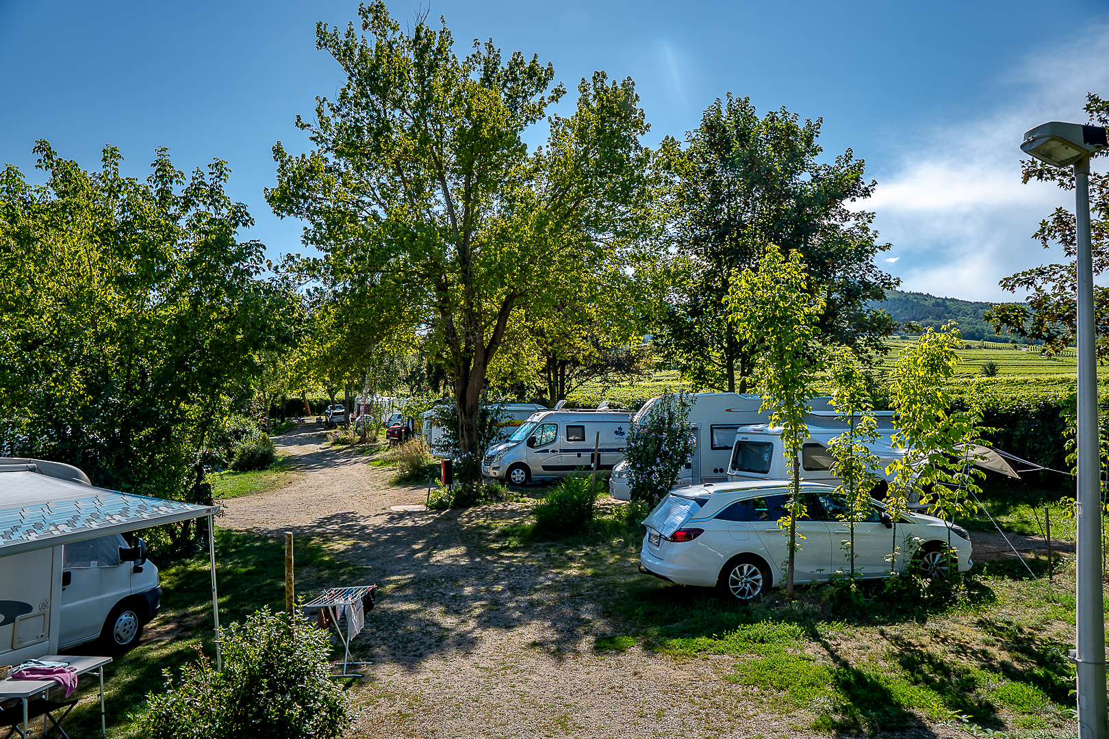 De stacaravans van camping Les Trois Châteaux in de Elzas