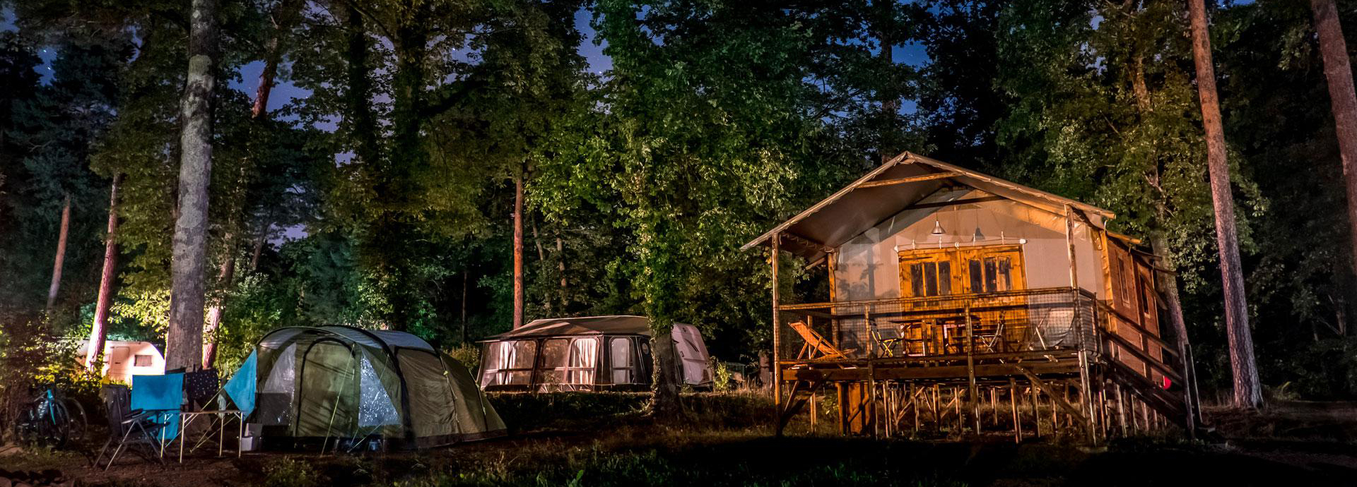 Lodge en tentplaatsen op natuurcamping Osenbach in de Elzas